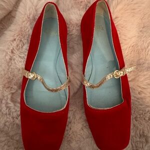 France’s Valentine Cherry Red Velvet Mary Jane Shoes